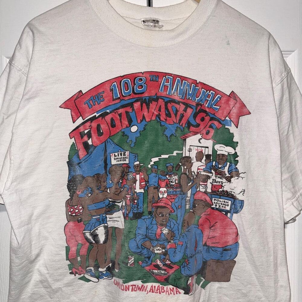 Vintage 1996 Foot Wash Uniontown Alabama White T-Shirt Size Large